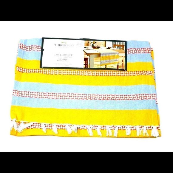 2 Set of Threshold Table Runner ‎ 14x72 in 100% Cotton Yellow Cloth Decorative - Picture 2 of 7